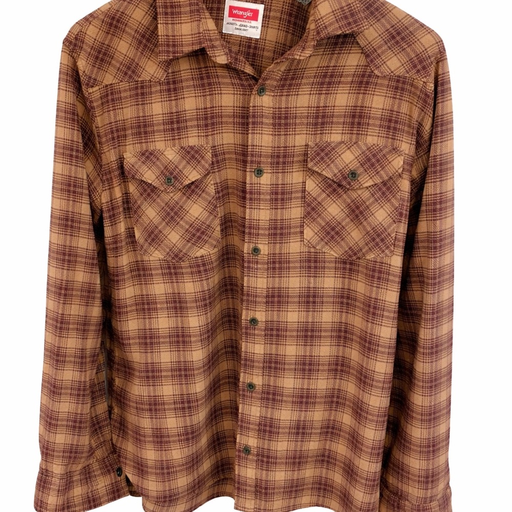 VTG Wrangler Brown and Burgundy Plaid Shirt